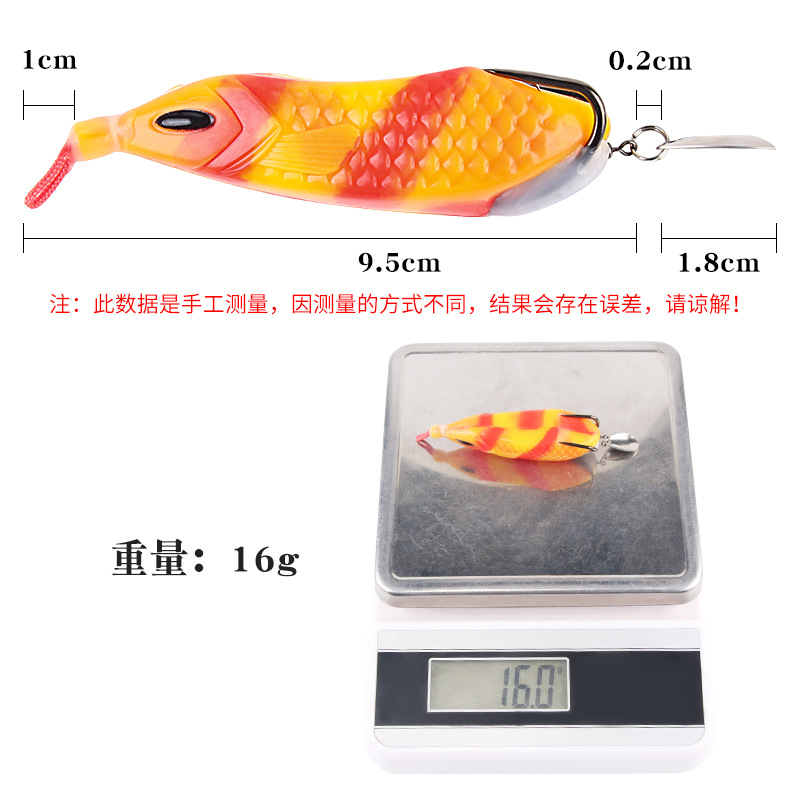 11.5cm/16g Thunder Frog Lure Soft Lure Bionic Floating Rubber Sequin Frog for Trout Sea Bass Fishing – Frog – view 5