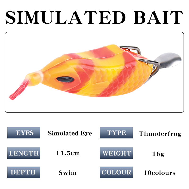11.5cm/16g Thunder Frog Lure Soft Lure Bionic Floating Rubber Sequin Frog for Trout Sea Bass Fishing – Frog – view 3