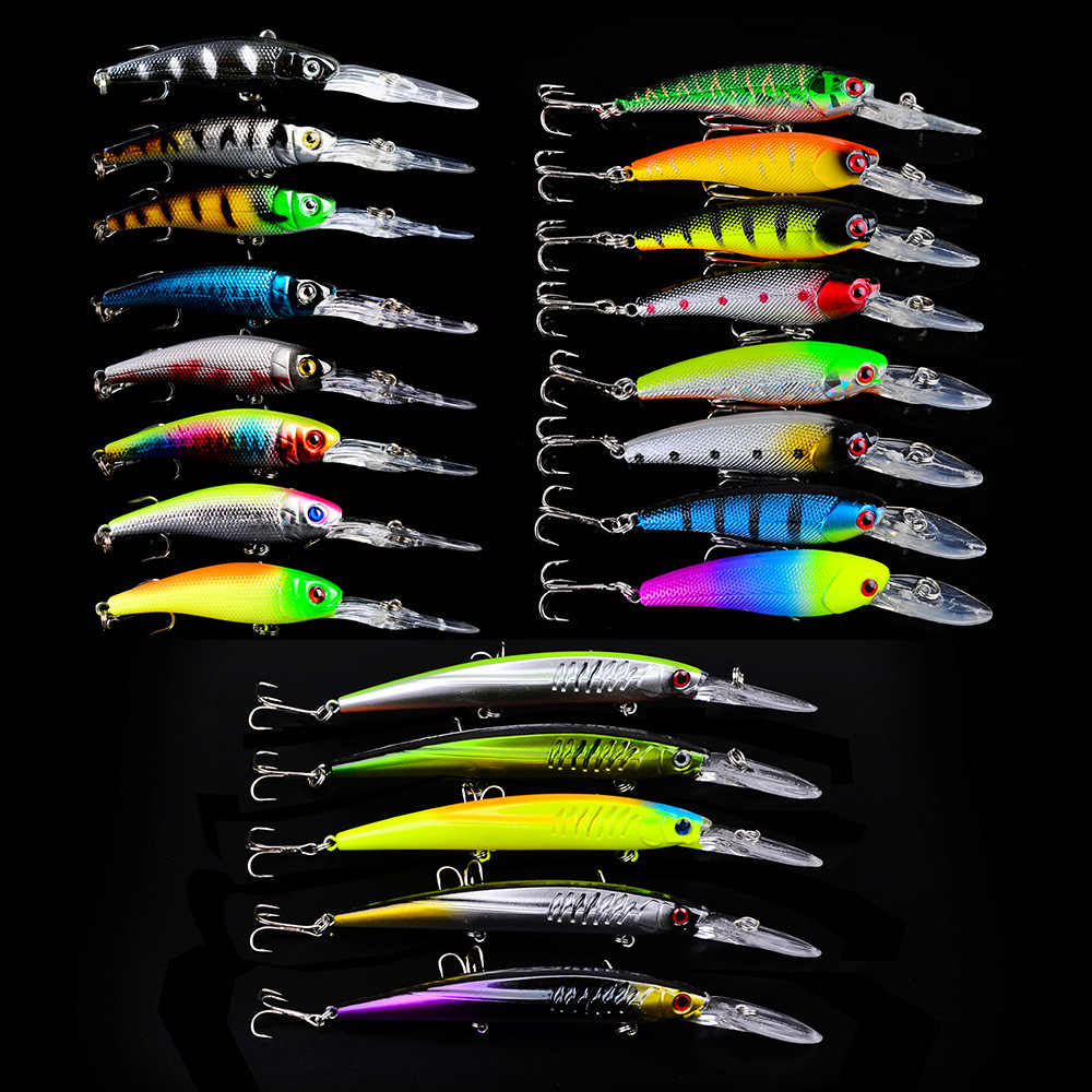 Wholesale 21Pcs Fishing Lures Kit Freshwater Bait Tackle Kit for Bass Trout Fishing Accessories Including Minnow Lure – Minnow – view 3