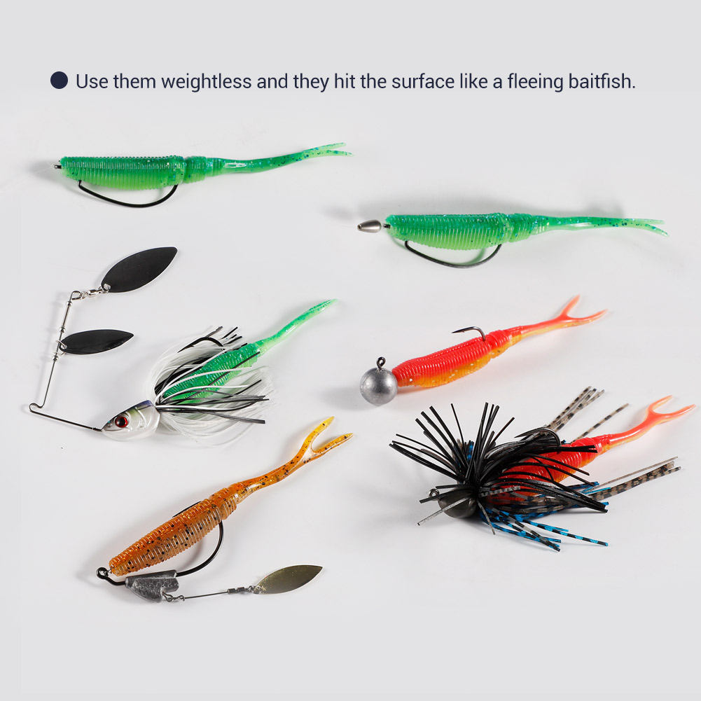 NOEBY 12.5cm 7.5g Pin Tail Fluke Fishing Soft Worms Lure , Soft Plastic Bass Lure Split Tail Bait – Worms & Grubs – view 4