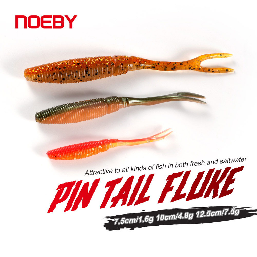 NOEBY 12.5cm 7.5g Pin Tail Fluke Fishing Soft Worms Lure , Soft Plastic Bass Lure Split Tail Bait – Worms & Grubs – view 1