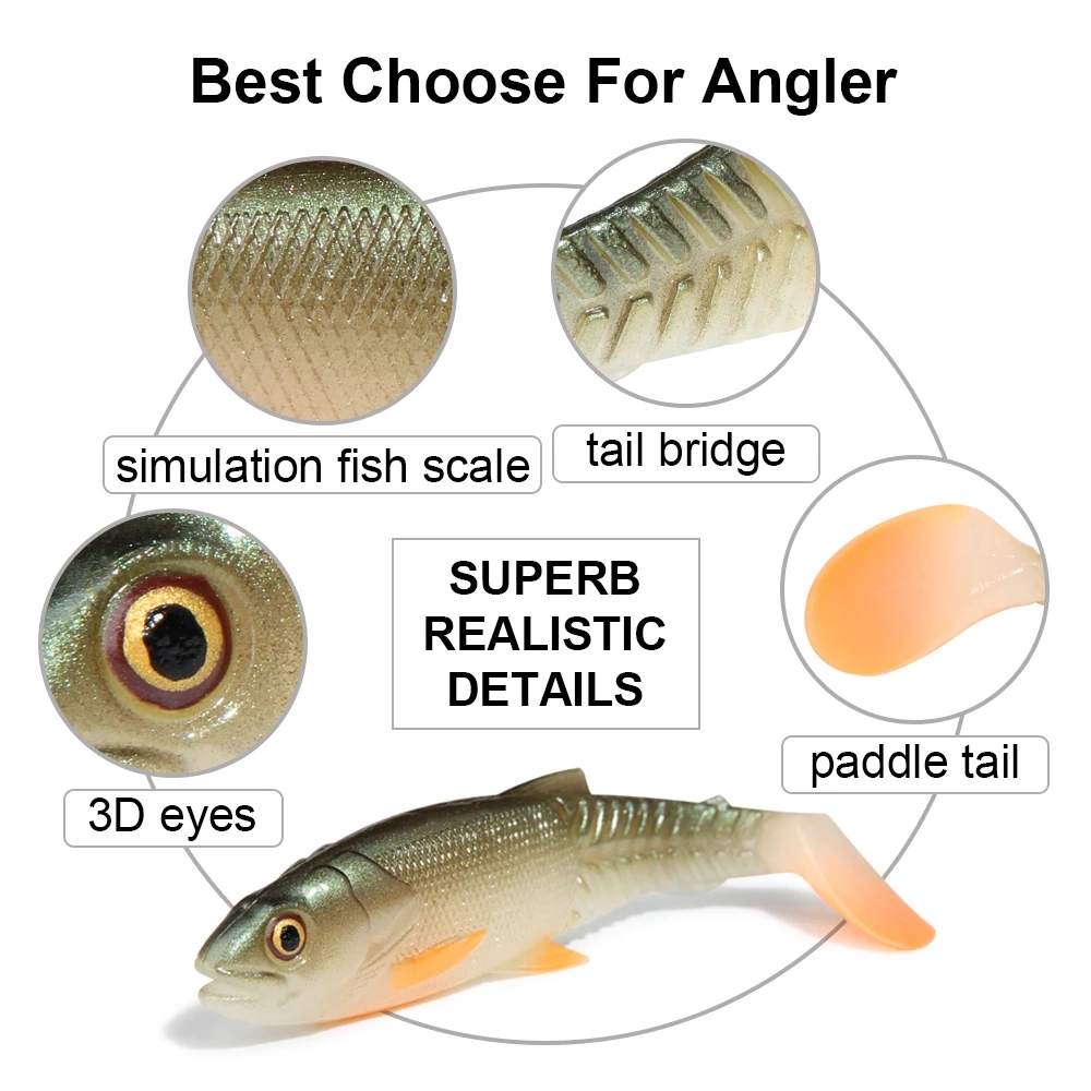 YOUME Soft Fishing Lure Bait Plastic Fishing Wobbler Swimbait for Pike Bass Paddle Tails Silicone Lures Artificial Bait Fishing – Worms & Grubs – view 4
