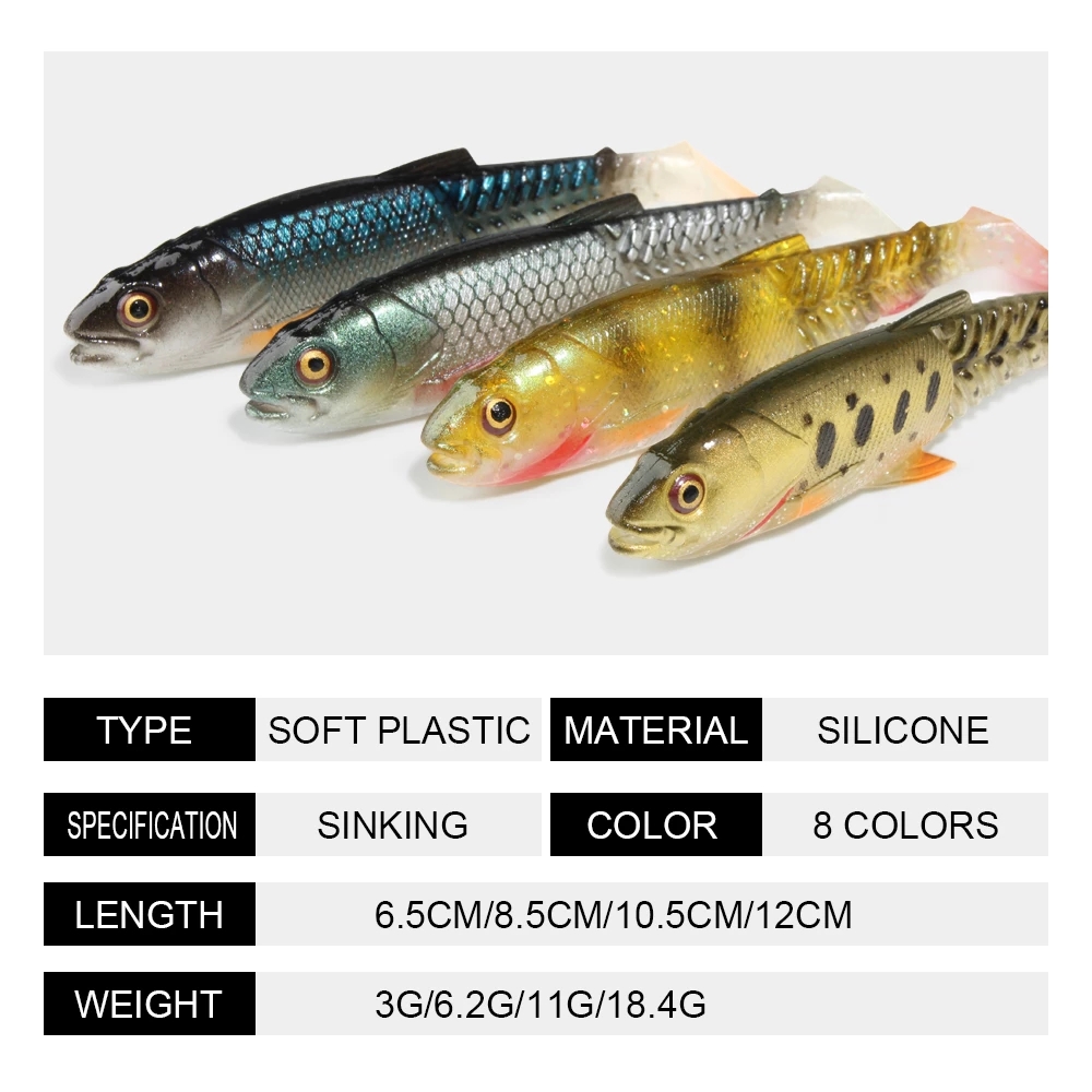 YOUME Soft Fishing Lure Bait Plastic Fishing Wobbler Swimbait for Pike Bass Paddle Tails Silicone Lures Artificial Bait Fishing – Worms & Grubs – view 5
