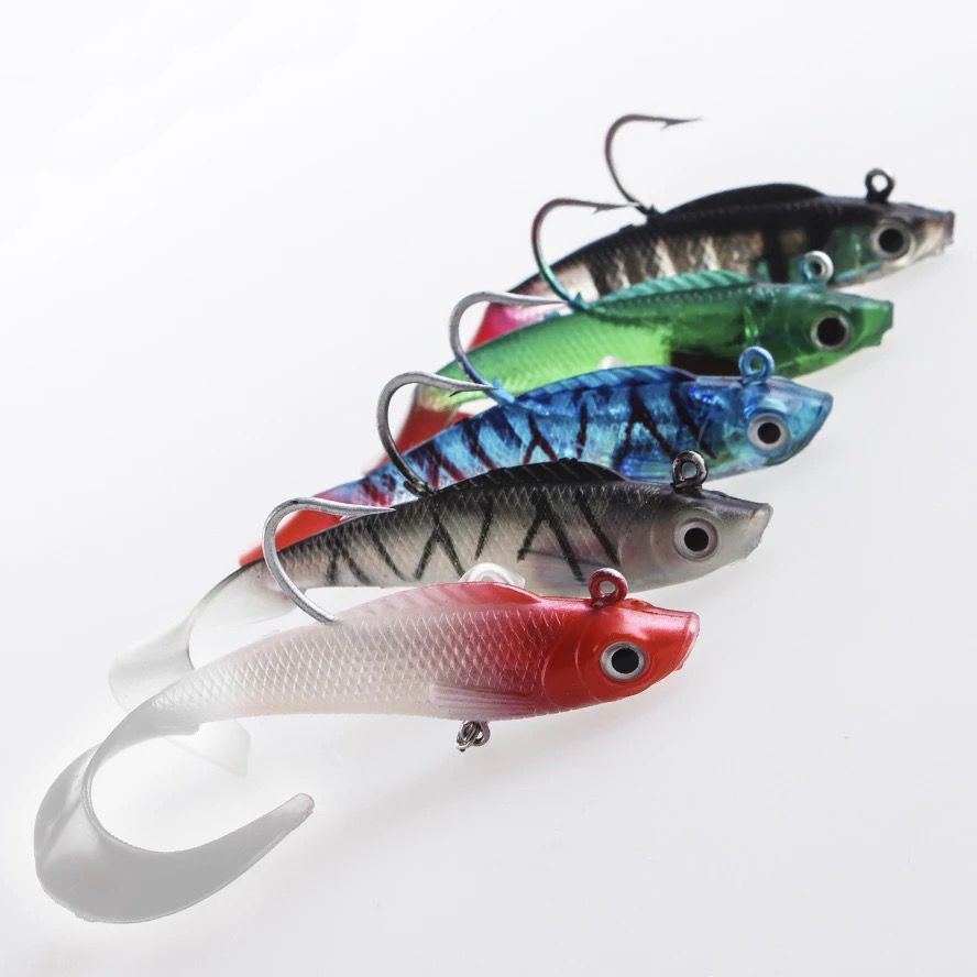 18g 95mm T-tail Soft Fishing Lure Lead Jigs 6 Colors with Treble Hook for Freshwater Saltwater Fishing Gear – Soft Lure – view 1