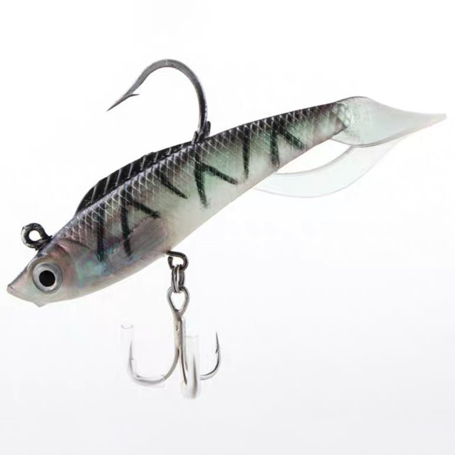 18g 95mm T-tail Soft Fishing Lure Lead Jigs 6 Colors with Treble Hook for Freshwater Saltwater Fishing Gear – Soft Lure – view 5
