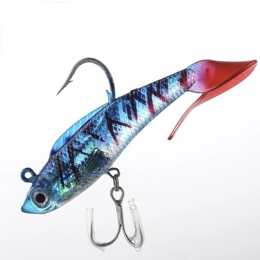 18g 95mm T-tail Soft Fishing Lure Lead Jigs 6 Colors with Treble Hook for Freshwater Saltwater Fishing Gear – Soft Lure – view 2