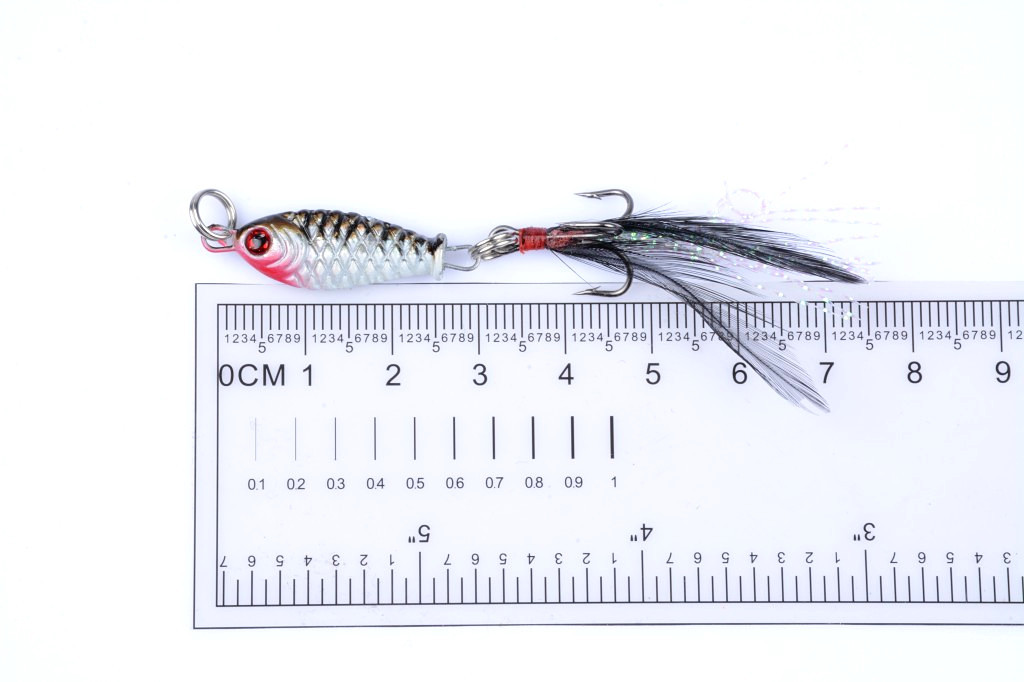 Mini Metal Fishing Jig Lure 5g 3D Eyes Original Metal Jig Lead with Feather Hook Fishing Lures – Metal Lure – view 3