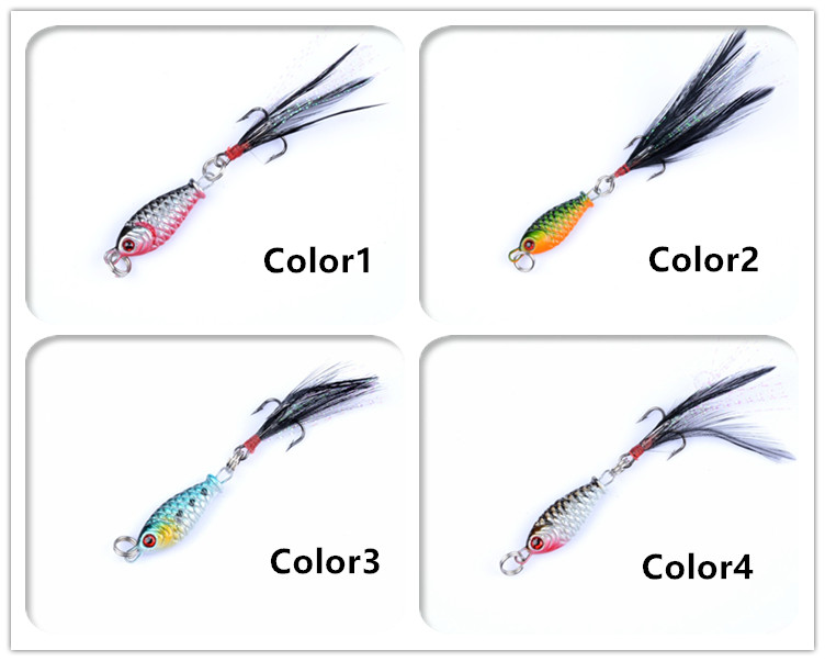 Mini Metal Fishing Jig Lure 5g 3D Eyes Original Metal Jig Lead with Feather Hook Fishing Lures – Metal Lure – view 2