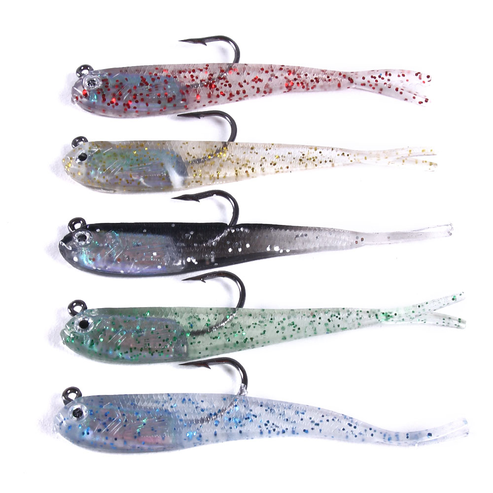 Swimbait Artificial Bait 5pcs/bag Carp Pesca Lead Jig Head Fishing Tackle 7.5cm 5.5g Soft Lure – Worms & Grubs – view 1