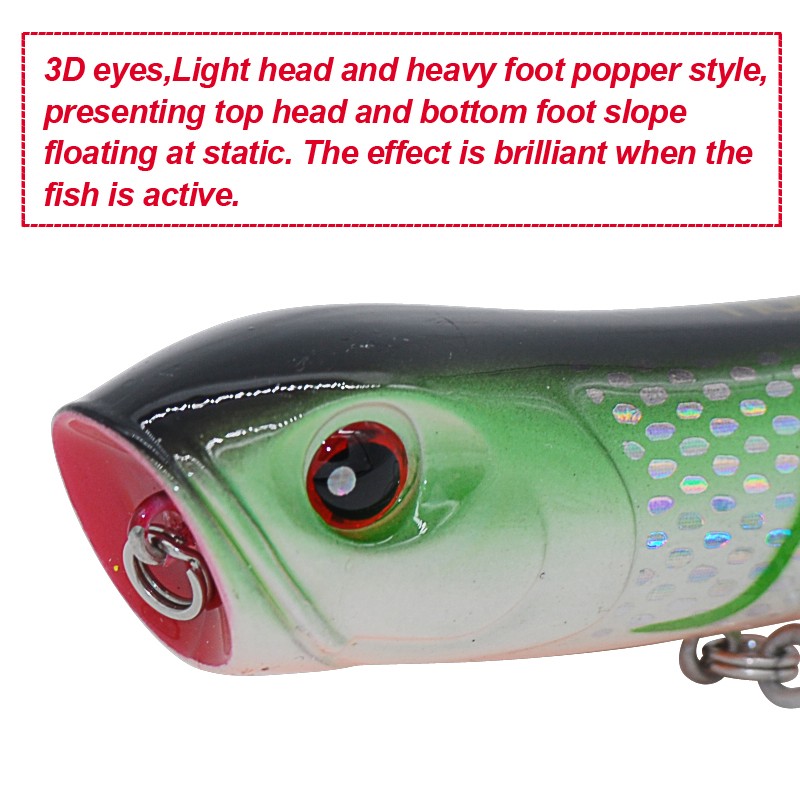 CHEERY Free Fishing Tackle Samples Top Water Jumping Surface Lure Big Mouth Pop Bass Artificial Lures – Popper – view 4