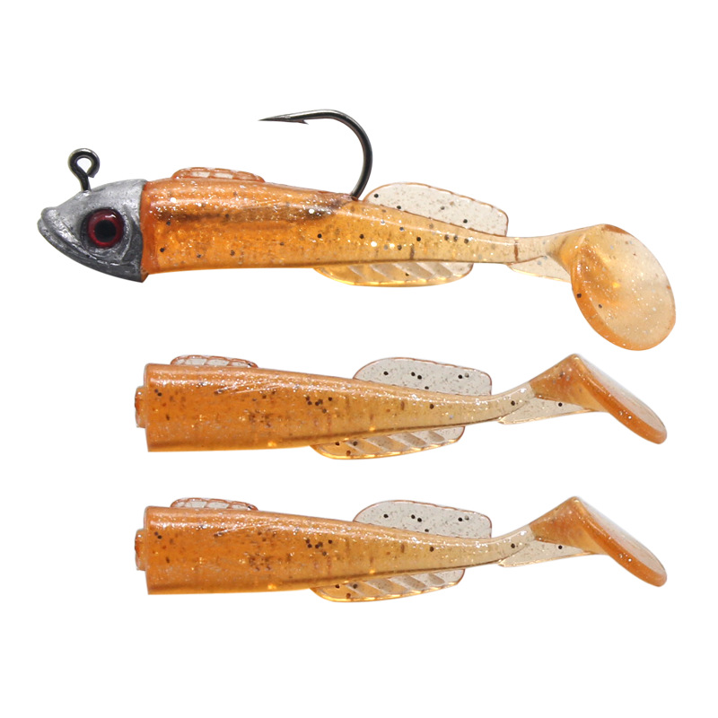 Lure Tumbler Lead Head Soft Bait Pack Single Hook with One Head Three Replaceable Tails for Carp Made of Durable PVC Material – Worms & Grubs – view 5