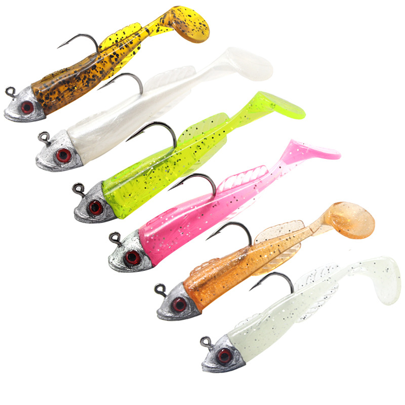 Lure Tumbler Lead Head Soft Bait Pack Single Hook with One Head Three Replaceable Tails for Carp Made of Durable PVC Material – Worms & Grubs – view 1
