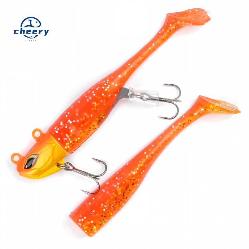 CHEERY 21g/28g Soft Vibration Jig Head Jig Lure with Two Line Eyes, Soft Plastic Bass Fishing Lure Leurre Souple NOEBY – Worms & Grubs – view 1