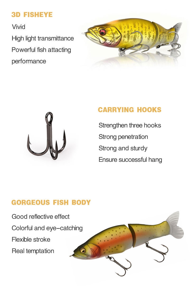 Popular Big Fishing Lure Glide Bait 135mm 31g Multi Jointed Swimbait for Pike Salmon Walleye Bass Sea Fishing Hard Bait Wobblers – Soft Lure – view 4