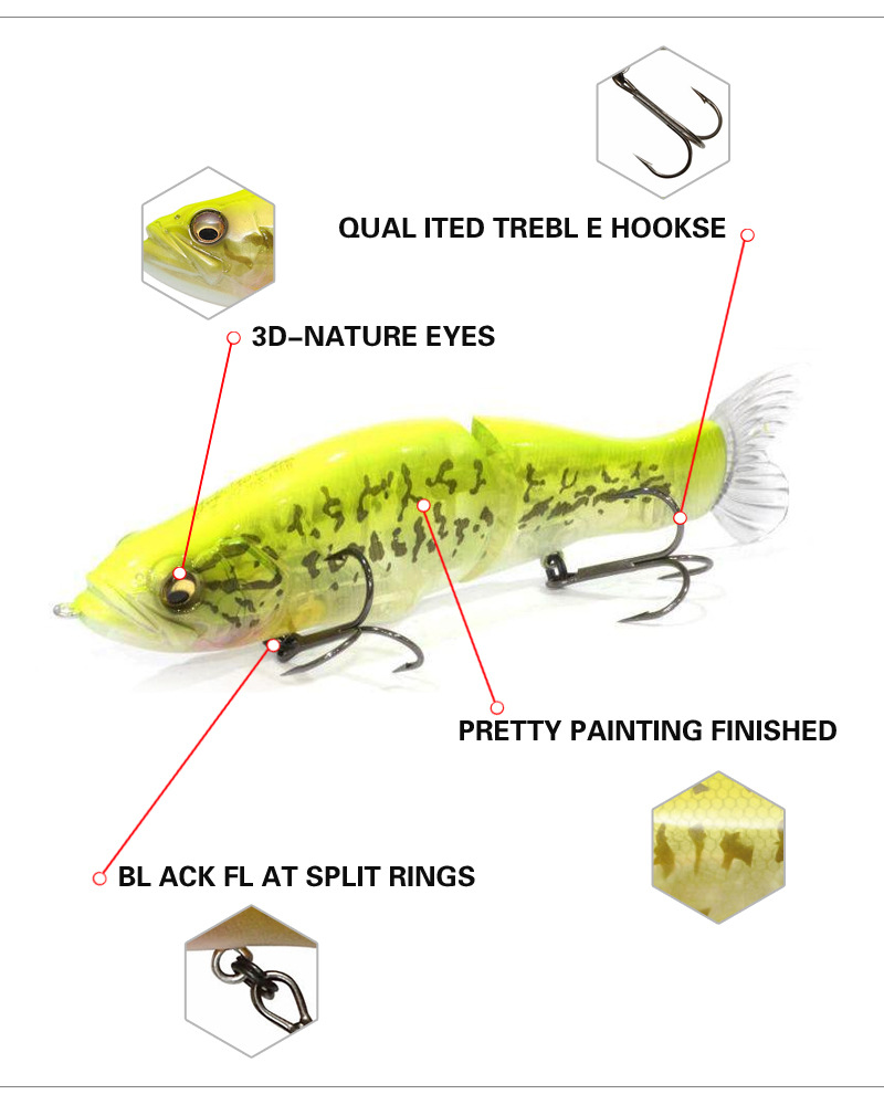 Popular Big Fishing Lure Glide Bait 135mm 31g Multi Jointed Swimbait for Pike Salmon Walleye Bass Sea Fishing Hard Bait Wobblers – Soft Lure – view 3