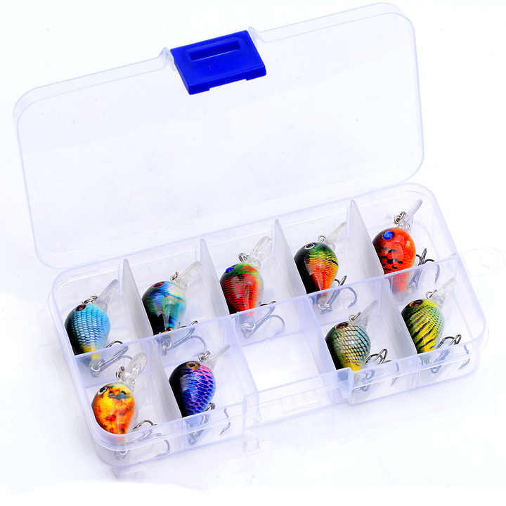 Palmer 3.3cm 2g 9pcs/box Hard Mini Crank Lure Fishing Lures Set Plastic Minnow Bionic Hard Baits Long Cast Bait With Hook – Crankbait – view 2