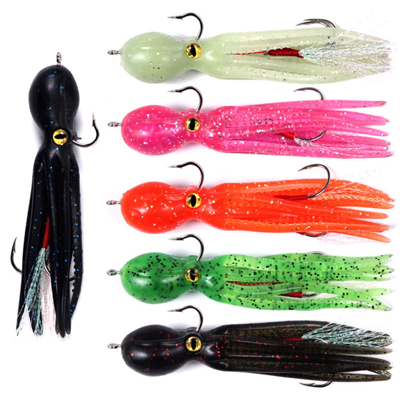 New 110mm 21g Soft Luminous Silicone Skirts Lure Artificial Squid and Octopus Bait with Hook for River Boat Fishing – Octopus Skirt – view 1