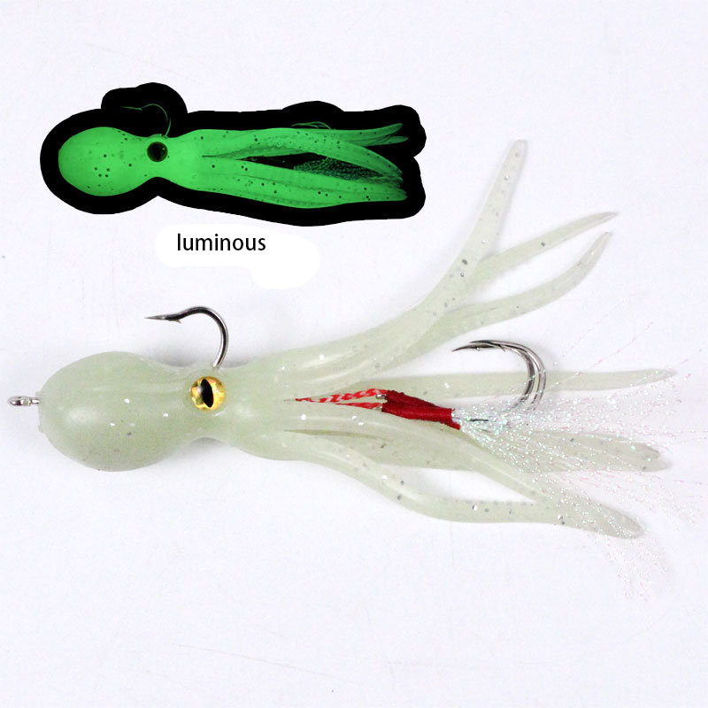 New 110mm 21g Soft Luminous Silicone Skirts Lure Artificial Squid and Octopus Bait with Hook for River Boat Fishing – Octopus Skirt – view 2