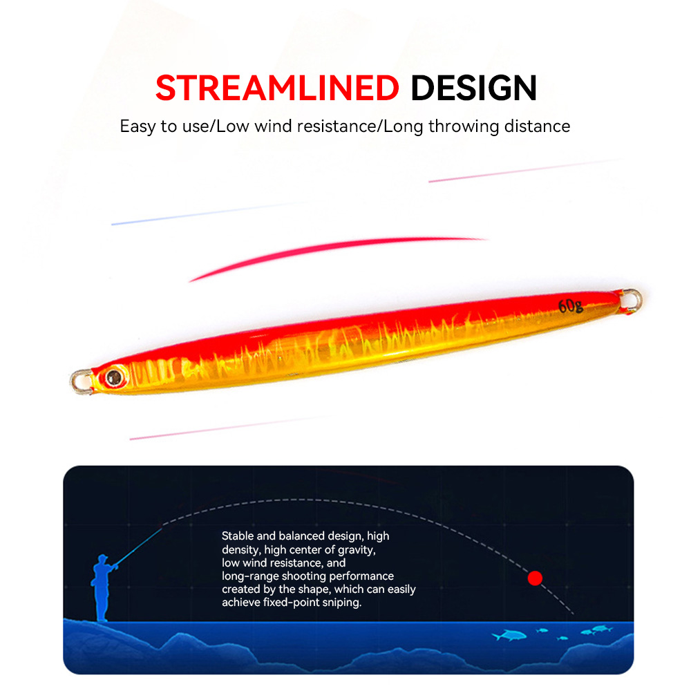 Cheery JL292 Printed Luminous Lead Artificial Hard Bait Long Casting Jigging Lure with Hooks for Sea Fishing – Metal Lure – view 2