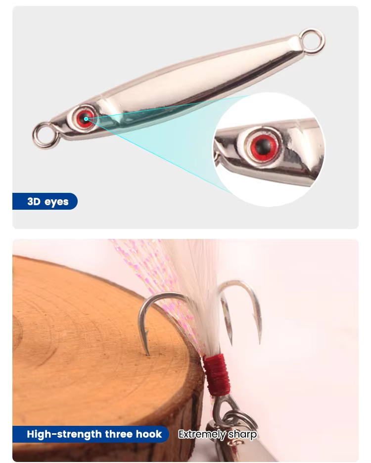 High Quality Zinc Alloy Iron Plate Fish Jig Lure Metal Hard Bait Jigging with Blood Hook METAL JIG – Metal Lure – view 2