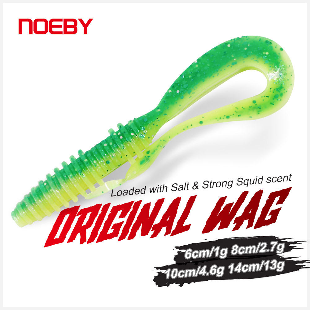 NOEBY 2.7g Soft Silicone Lures Special Tail Worms Bait Smelling Isca Luminous Lure for Carp Bass Saltwater Freshwater – Worms & Grubs – view 1