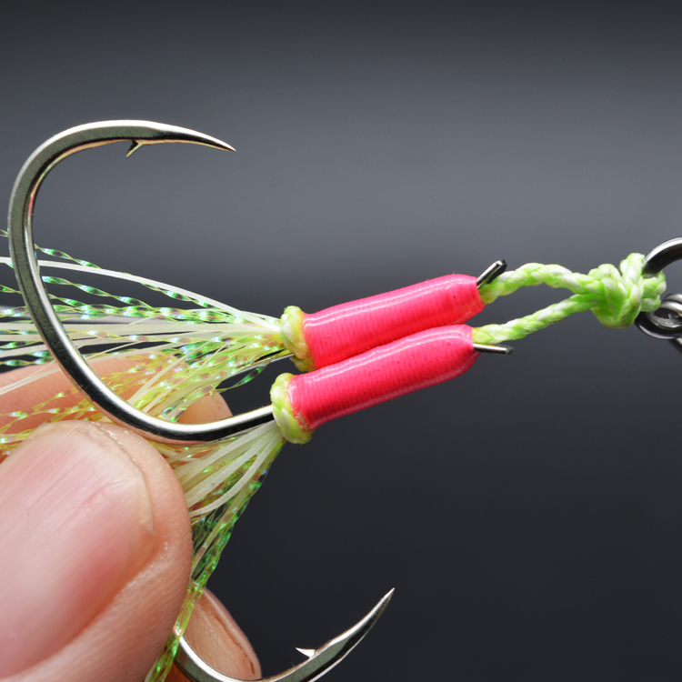 CHEERY-Double Assist Jigging Hook High Quality Carbon Steel Sea Fishing Hook Lure Bait Fish Hooks Luminous with Epoxy – Fishhook – view 5