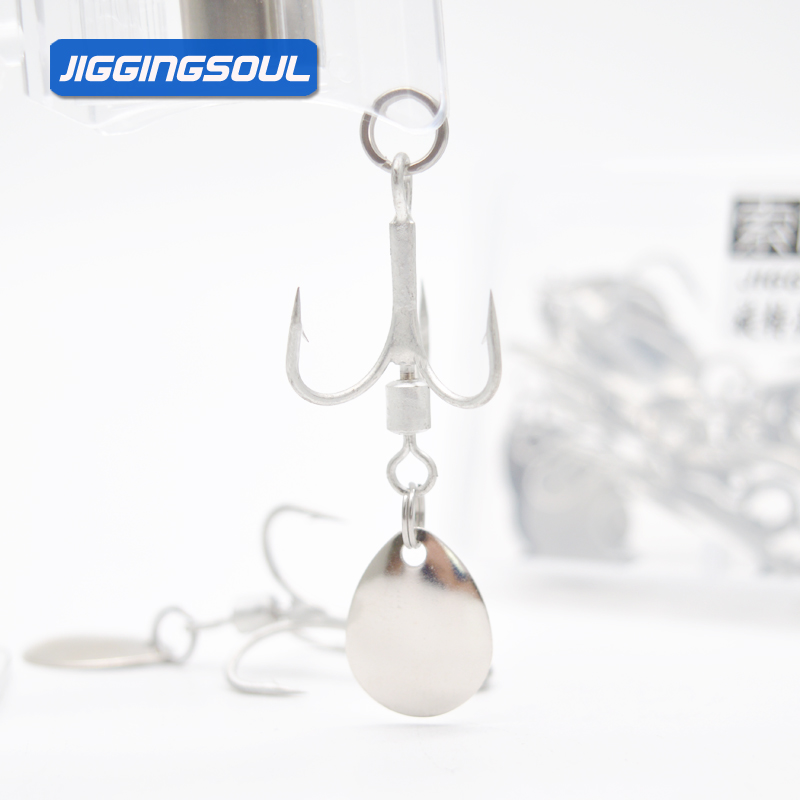 10pcs/box Sea Fishing Triple Three Hooks 2# 4# 6# 8# High Carbon Steel Rotating Sequined Fish Treble Hook Strengthen Tuna – Fishhook – view 1