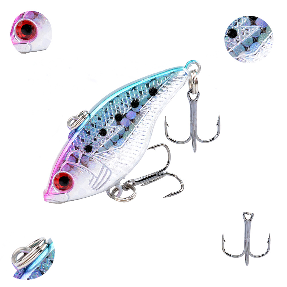 New Printed Lightning VIB Luya Bait 5CM/14G Shaky Lead Block Noise Sound Bead False Bait Laser Bionic Fishing Tackle with Hooks – Metal Lure – view 4