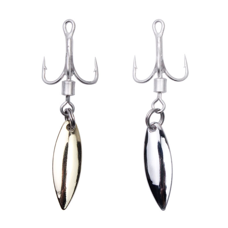 Hessen Stainless Steel Treble Hook Spinner Spoon 2# 4# 6# 8# 10# Triple Hook Rotating Sequined for Fish Bass Octopus Trout Pike – Metal Lure – view 3