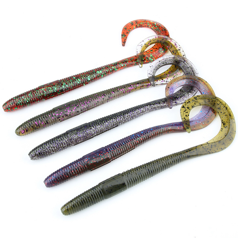 NewBility Big Ribbon Tail Worms Lure 135mm 165mm Tail Big Grub Silicone Swimbait Artificial Soft Bait for Bass Pike Freshwater – Worms & Grubs – view 1