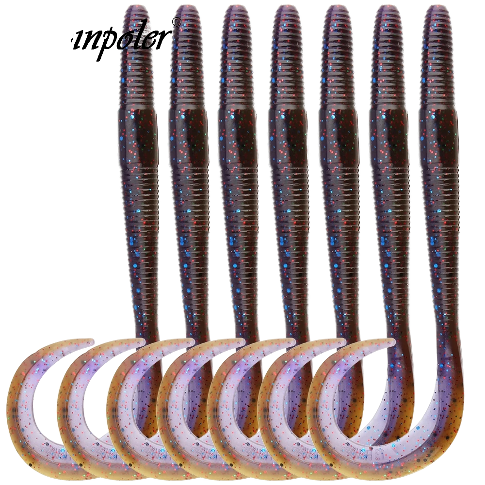 NewBility Big Ribbon Tail Worms Lure 135mm 165mm Tail Big Grub Silicone Swimbait Artificial Soft Bait for Bass Pike Freshwater – Worms & Grubs – view 2