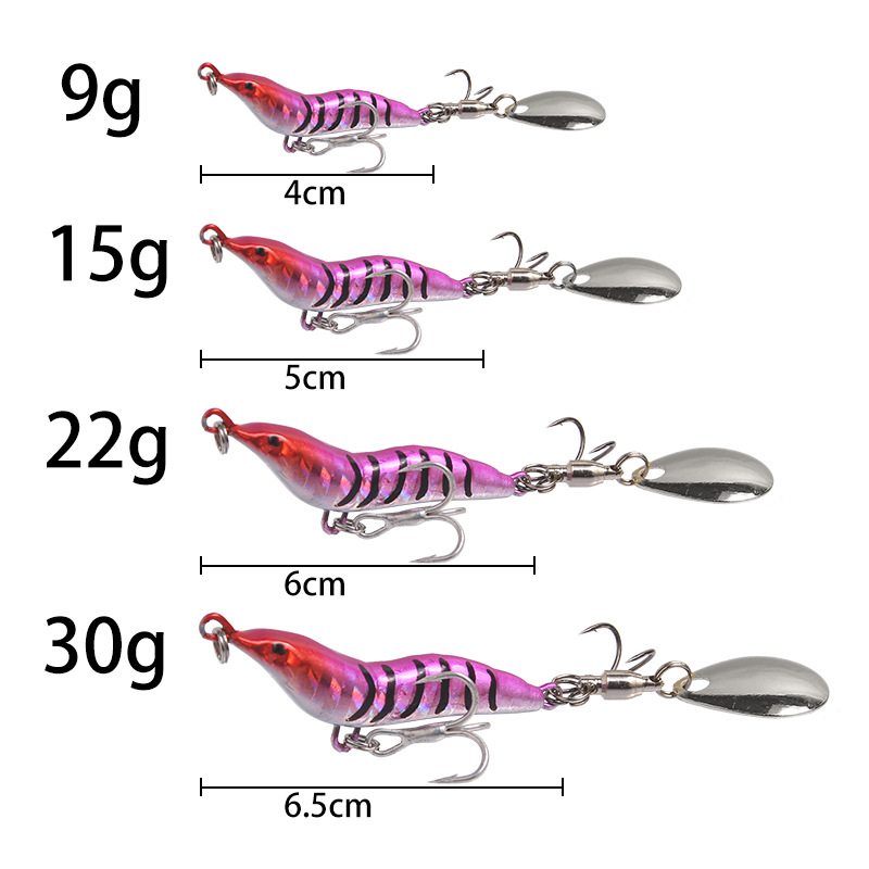Long Casting Full Attack Shrimp Metal Fishing Lure VIB Blood Slot Chicken Claw Hook Rotating Spinnerbait Simulation Bait – Metal Lure – view 5