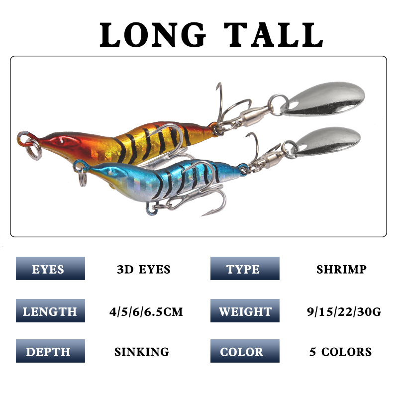 Long Casting Full Attack Shrimp Metal Fishing Lure VIB Blood Slot Chicken Claw Hook Rotating Spinnerbait Simulation Bait – Metal Lure – view 3