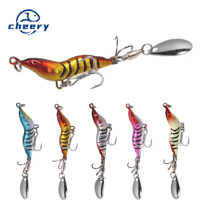 Long Casting Full Attack Shrimp Metal Fishing Lure VIB Blood Slot Chicken Claw Hook Rotating Spinnerbait Simulation Bait – Metal Lure – view 1
