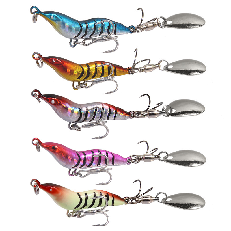 Long Casting Full Attack Shrimp Metal Fishing Lure VIB Blood Slot Chicken Claw Hook Rotating Spinnerbait Simulation Bait – Metal Lure – view 2