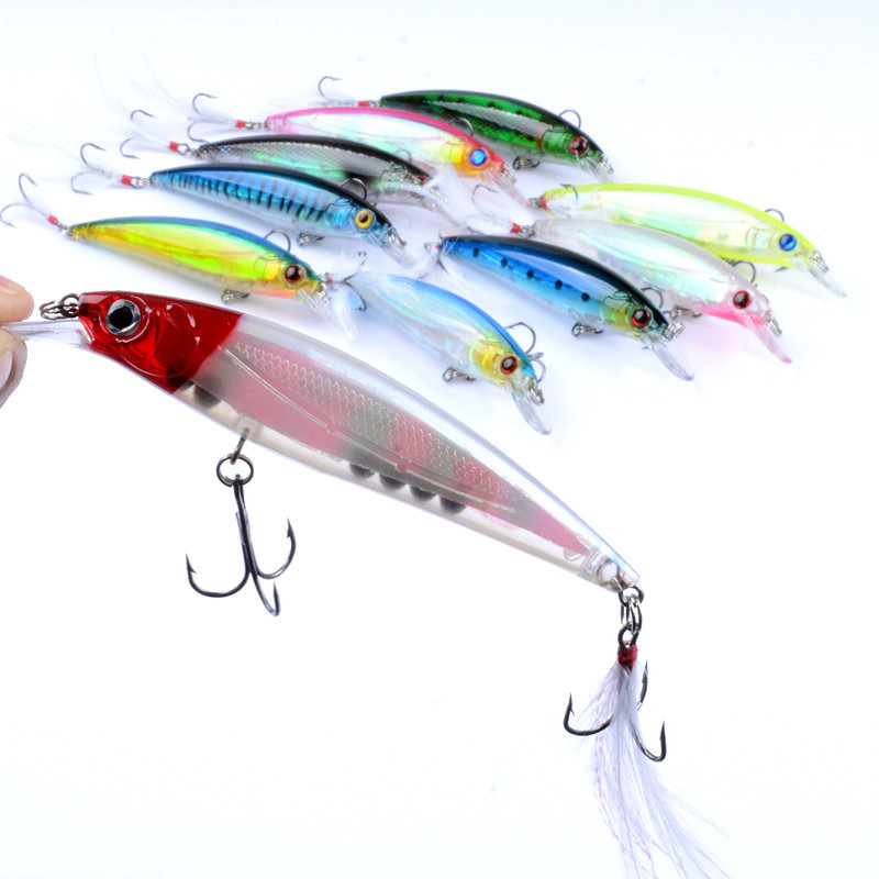 Luya Bait Laser Set Throwing Feather Hook Mino Hard Bait 11cm/13.4g Bionic Bait with Hooks ABS – Minnow – view 2