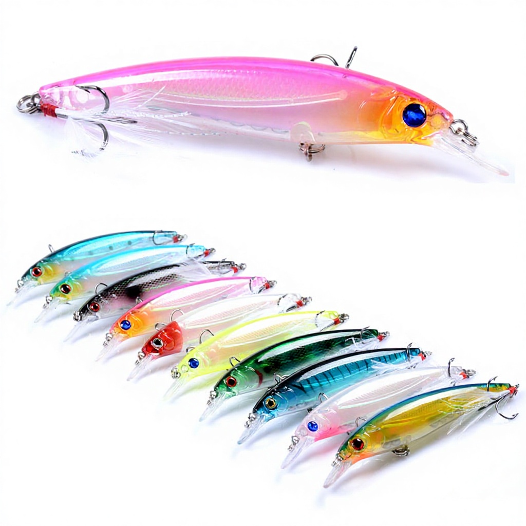 Luya Bait Laser Set Throwing Feather Hook Mino Hard Bait 11cm/13.4g Bionic Bait with Hooks ABS – Minnow – view 1