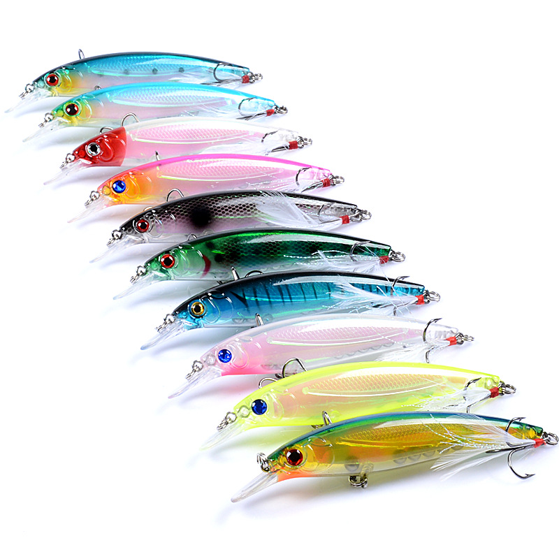 Luya Bait Laser Set Throwing Feather Hook Mino Hard Bait 11cm/13.4g Bionic Bait with Hooks ABS – Minnow – view 5