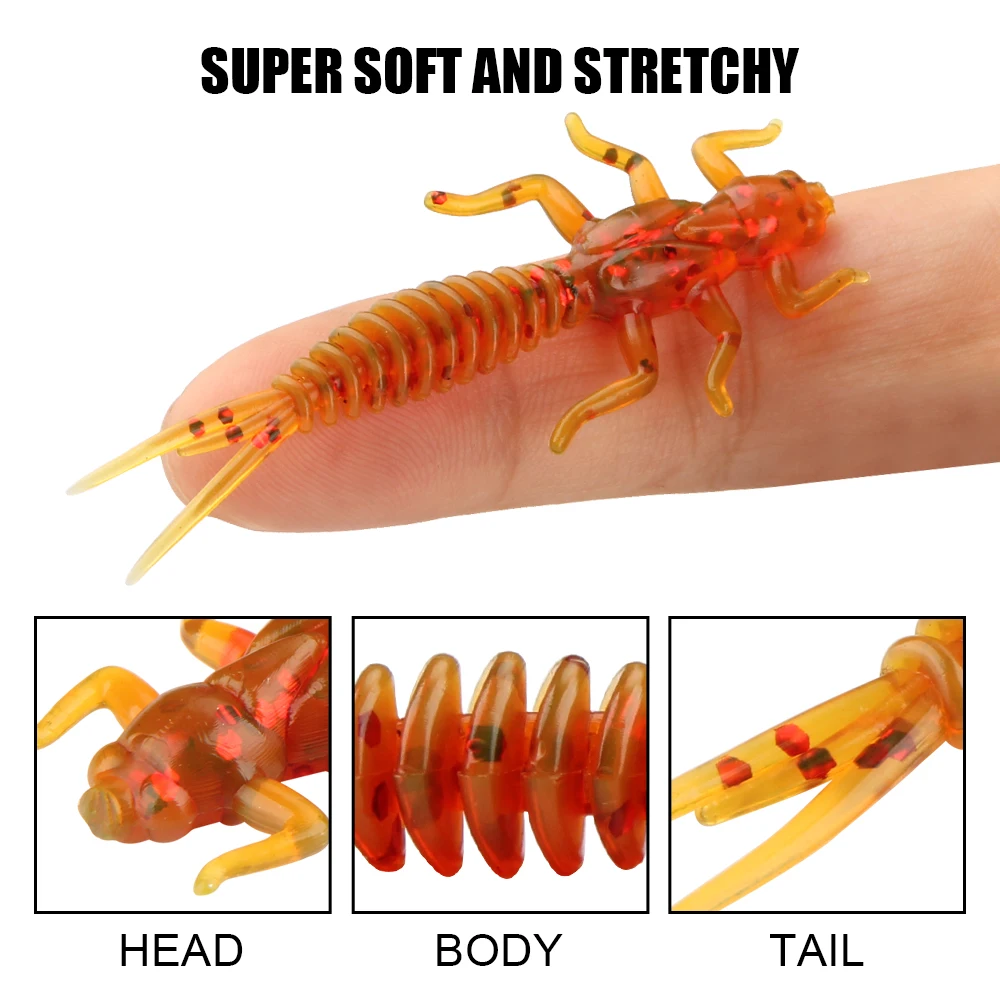 Spinpoler Fishing Lure Larva Soft Bait 60mm 1.4g Artificial Worm PVC Wobbler Bass Trout Plastic Swimbait Freshwater Tackle – Soft Lure – view 3