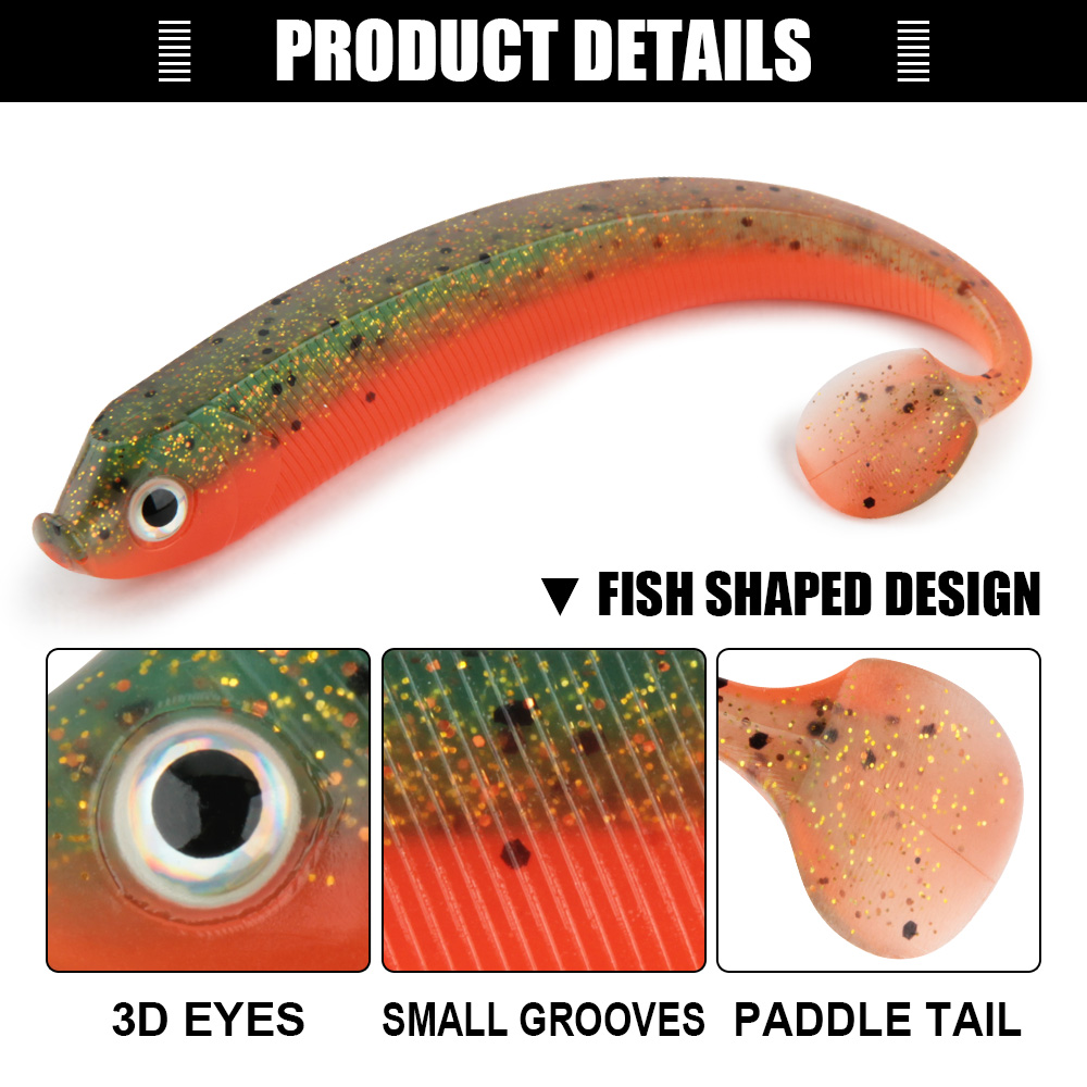 Spinpoler Soft Plastic Bass Artificial Bait Fishing Lures Paddle T Tail Swimbait Shad Fishing PVC 75mm 95mm 125mm Crankbait – Worms & Grubs – view 4