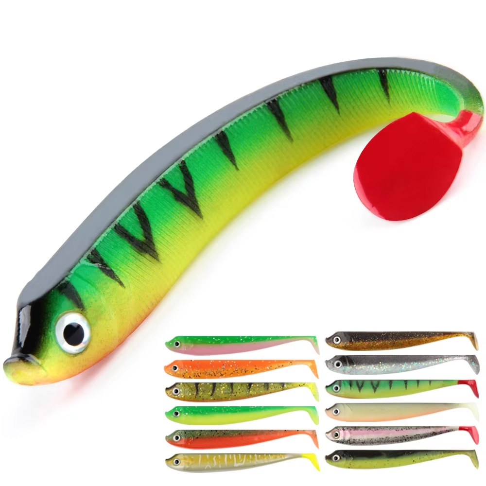 Spinpoler Soft Plastic Bass Artificial Bait Fishing Lures Paddle T Tail Swimbait Shad Fishing PVC 75mm 95mm 125mm Crankbait – Worms & Grubs – view 1