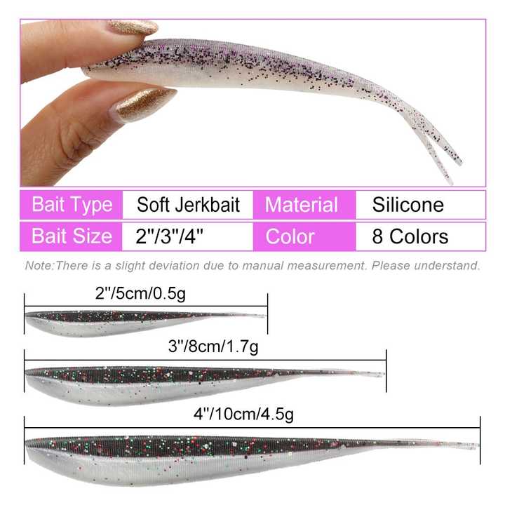 OEM Fishing Soft Bait With Forked Tail 2" 3" 4" 10pcs/bag Fishing Worm Bait Lacquer Double Color Silicone Fish Bait – Worms & Grubs – view 2