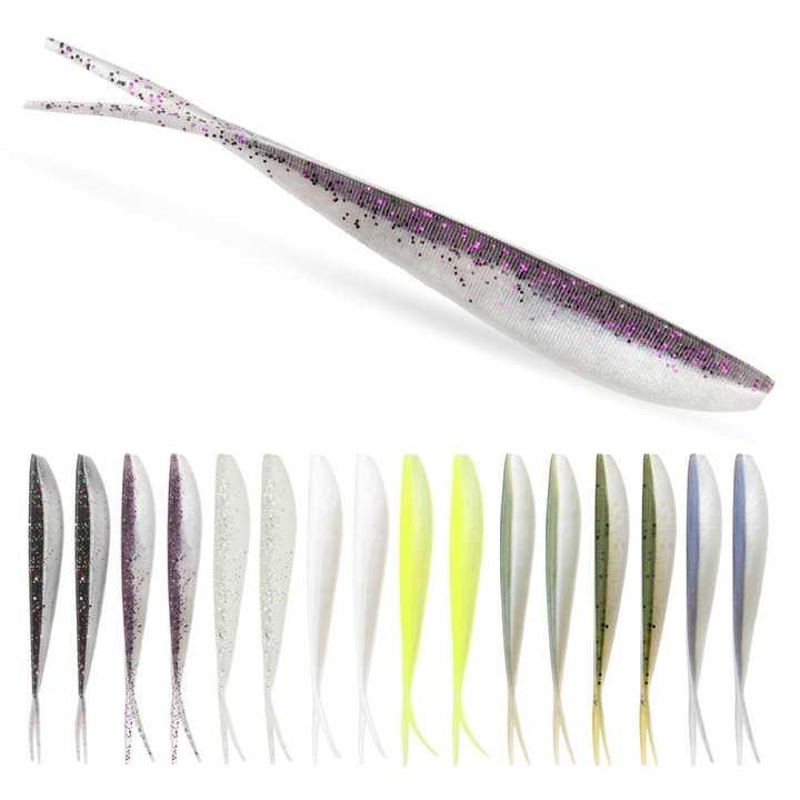 OEM Fishing Soft Bait With Forked Tail 2" 3" 4" 10pcs/bag Fishing Worm Bait Lacquer Double Color Silicone Fish Bait – Worms & Grubs – view 1