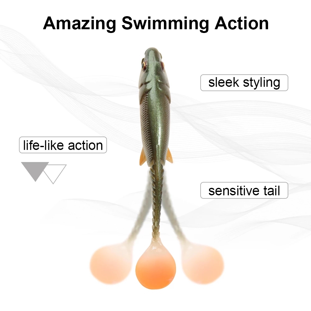 YOUME Soft Fishing Lure Bait Plastic Fishing Wobbler Swimbait for Pike Bass Paddle Tails Silicone Lures Artificial Bait Fishing – Worms & Grubs – view 3