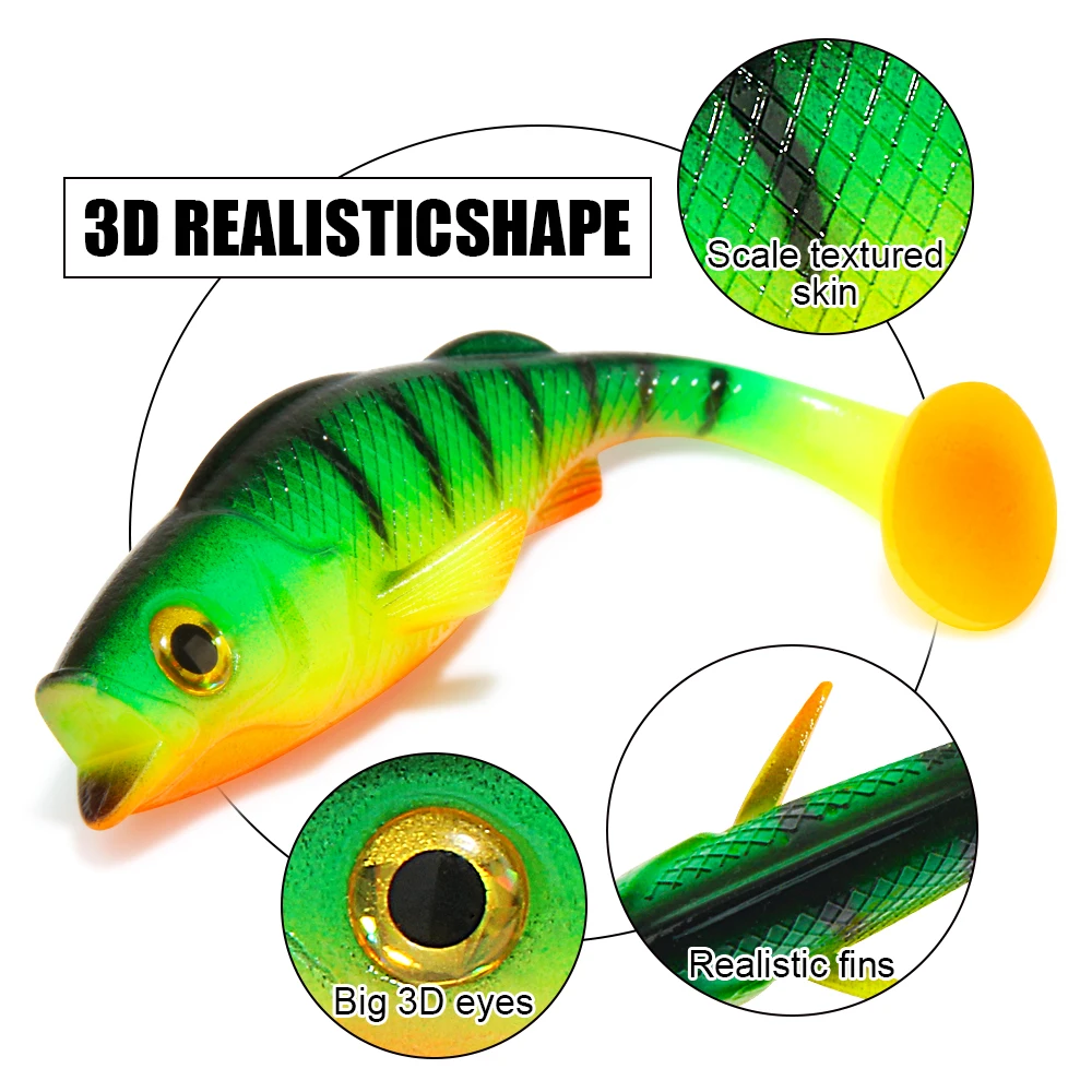 Cheey Spinopler Predator Fishing Lure 7cm-14cm Soft Body T-Tail Swimbait Bass Perch Pike Fishing UV Wobbler Rubber Shad Tackle – Soft Lure – view 5