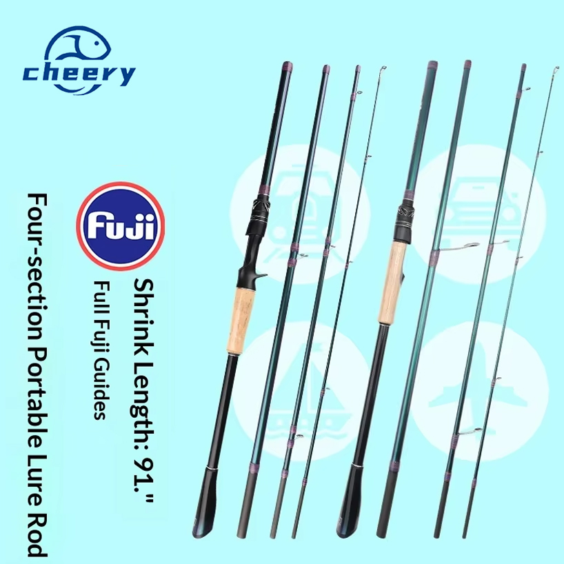 CHEERY Fuji Guide Ring Multi-Section Foldable Carbon Fishing Rod with Long-Range Throw Gun Handle for River Lake Pond &Reservoir – Fishing Rod – view 2