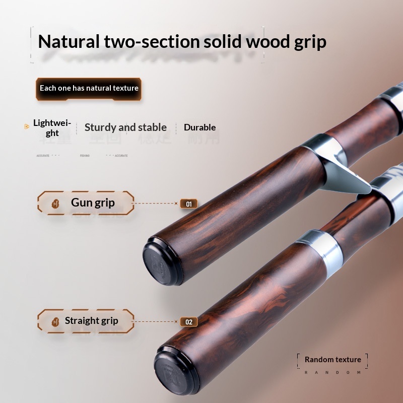 Portable Travel Carbon Fishing Rod with Solid Wood Handle Telescopic Design 1.5m-1.8m Size Range for Stream River Lake Use – Fishing Rod – view 4