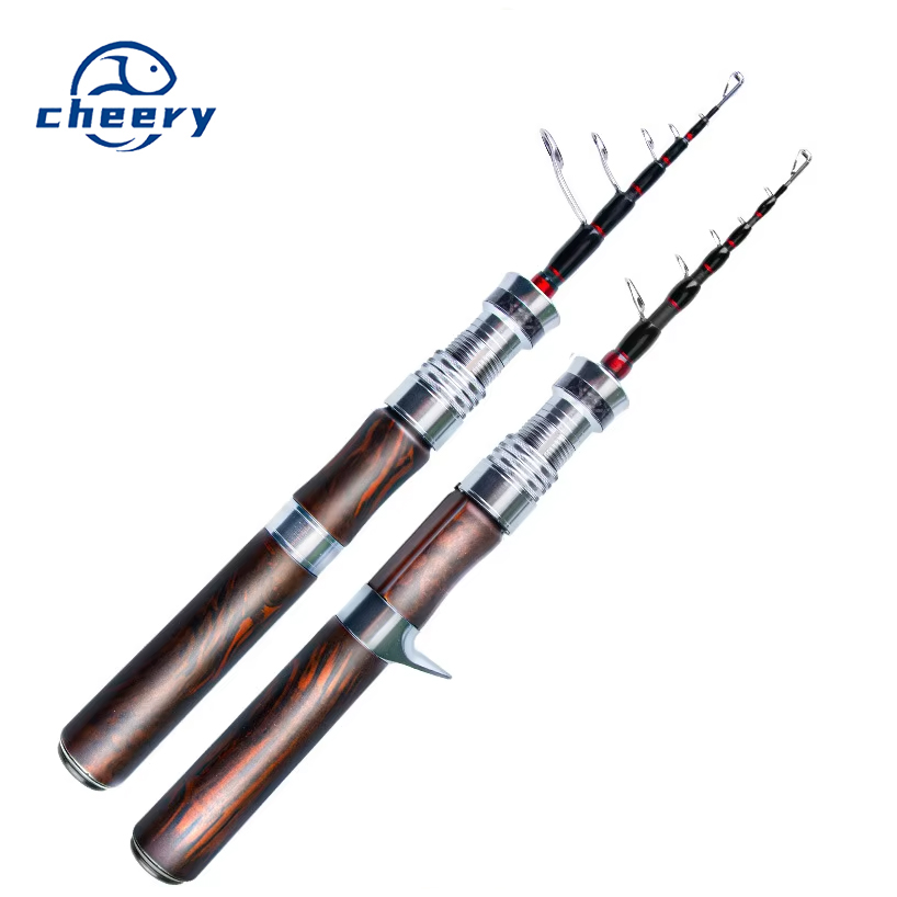 Portable Travel Carbon Fishing Rod with Solid Wood Handle Telescopic Design 1.5m-1.8m Size Range for Stream River Lake Use – Fishing Rod – view 1