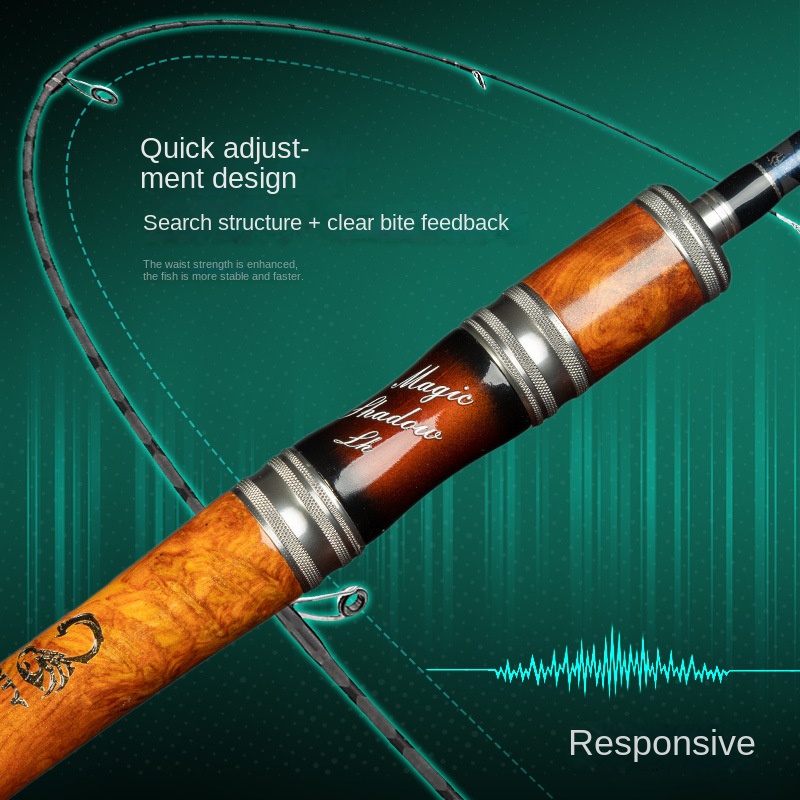 CHEERY Magic Hunter Carbon Road Fishing Rod L Action Quick Adjustment Large Guide Ring Solid Wood Straight Handle Lightweight – Fishing Rod – view 4