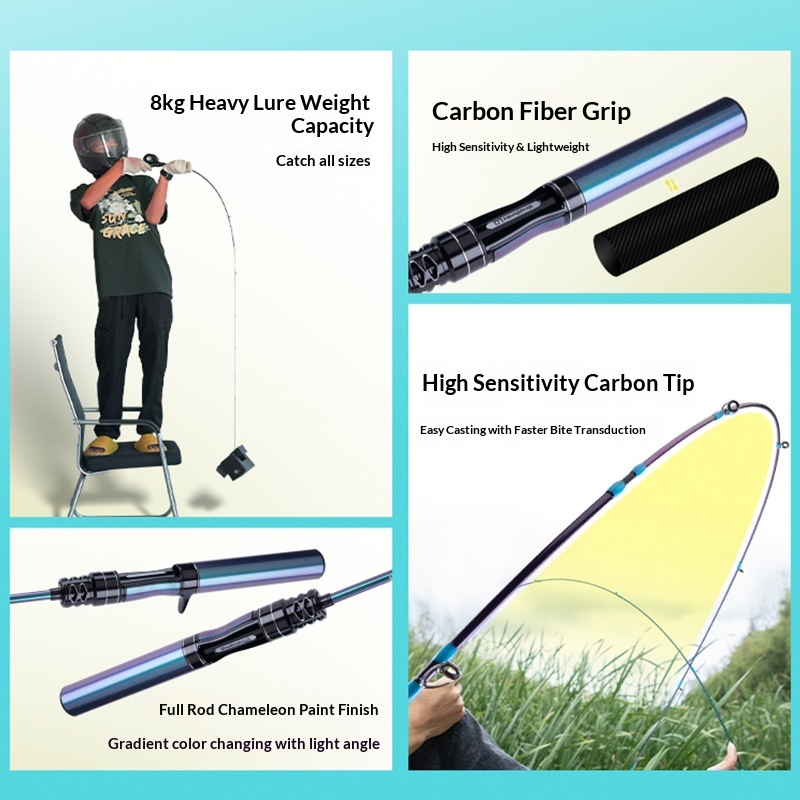Bumblebee Micro-Object Lure Fishing Rod Set for Novices Full Set Carbon Material 2 Sections Straight Handle Stream Use – Fishing Rod – view 3